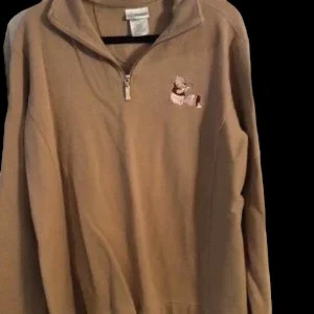 Disneyland Disney Winnie the Pooh partial zip collar long sleeve shirt XL mens